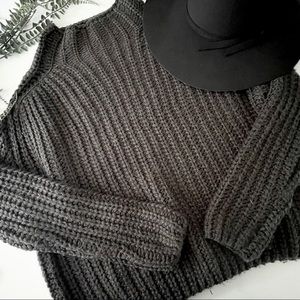 Kendall and Kylie Chunky Dar Gray Knit Sweater